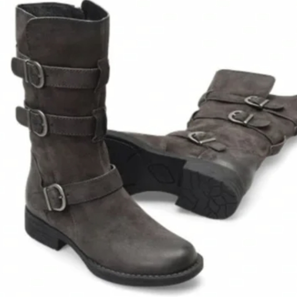Born Women IVY Comfort Distressed Leather Moto Tall Riding Shoes Boots sz 7.5